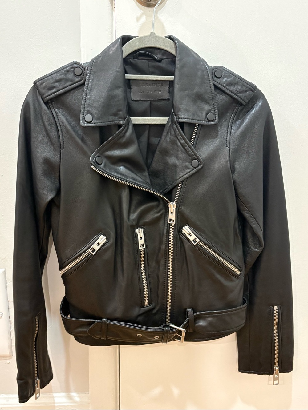 NWOT All Saints Black Leather Biker Jacket